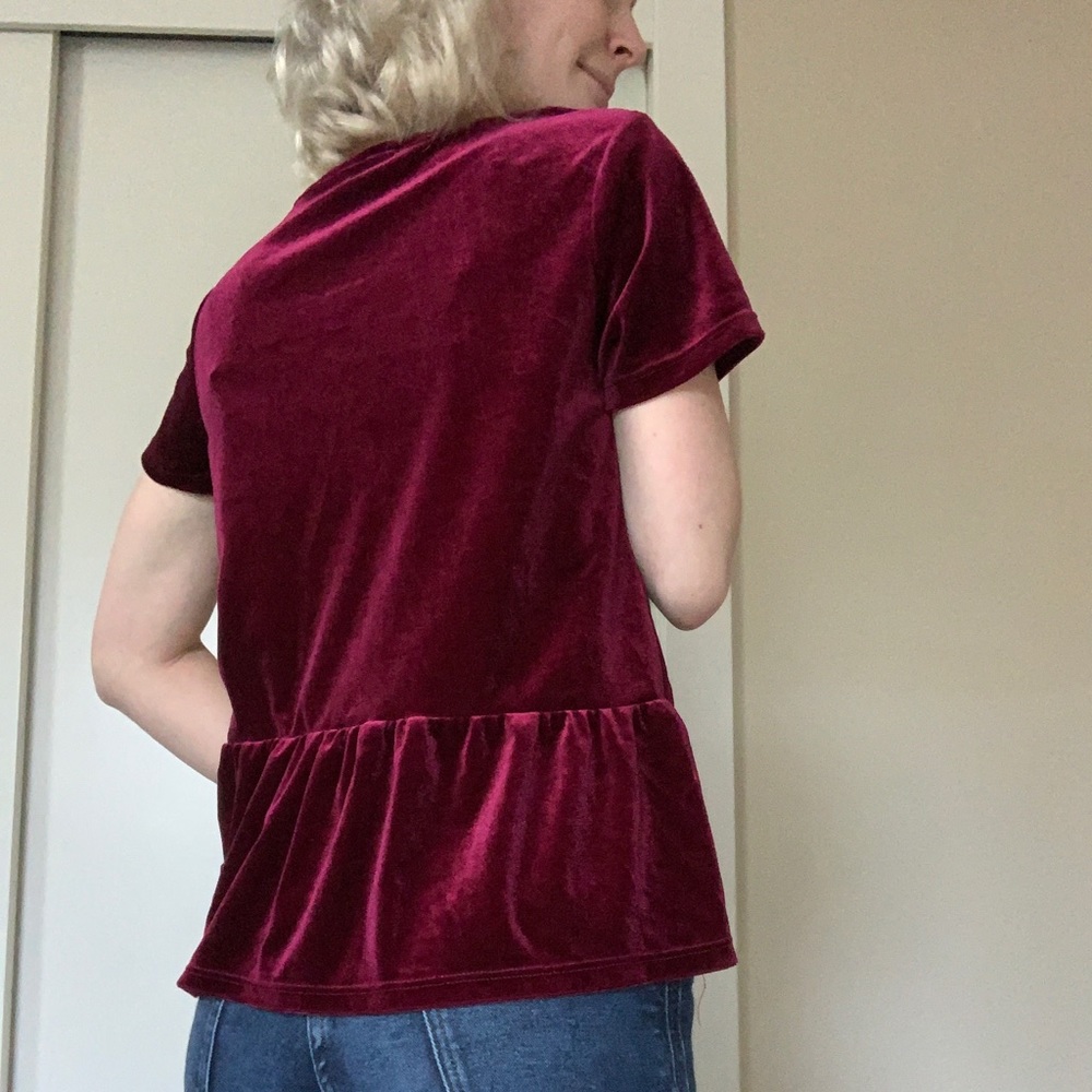 Red Velvet Peplum Top